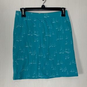 Lands' End Teal Sailboat Kids Pencil Skort Nautical Size 14